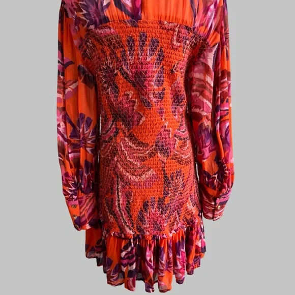 Farm Rio Chevron Forest Orange Mini 
Dress Size M - Picture 6 of 13